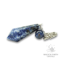 Natural Blue Spot Jasper crystal bullet pendulum view a