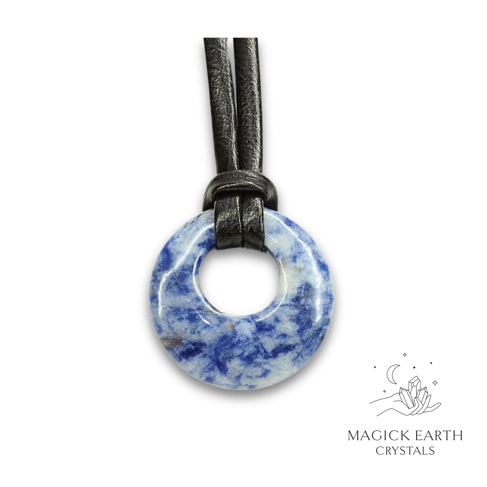 Natural Blue Spot Jasper crystal offset donut pendant