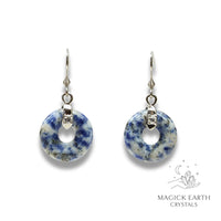 Blue Spot Jasper  Donut  Earrings With Platinum Finish For Gentle Courage