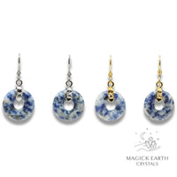 Natural Blue Spot Jasper crystal donut earrings view c