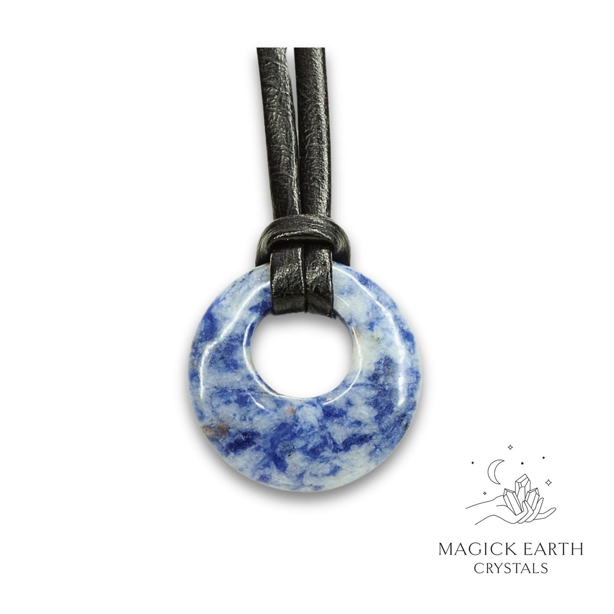 Blue Spot Jasper Donut Pendant For Gentle Courage