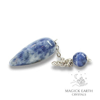 Natural Blue Spot Jasper teardrop crystal pendulum view a