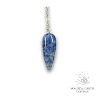 Natural Blue Spot Jasper teardrop crystal pendulum view b