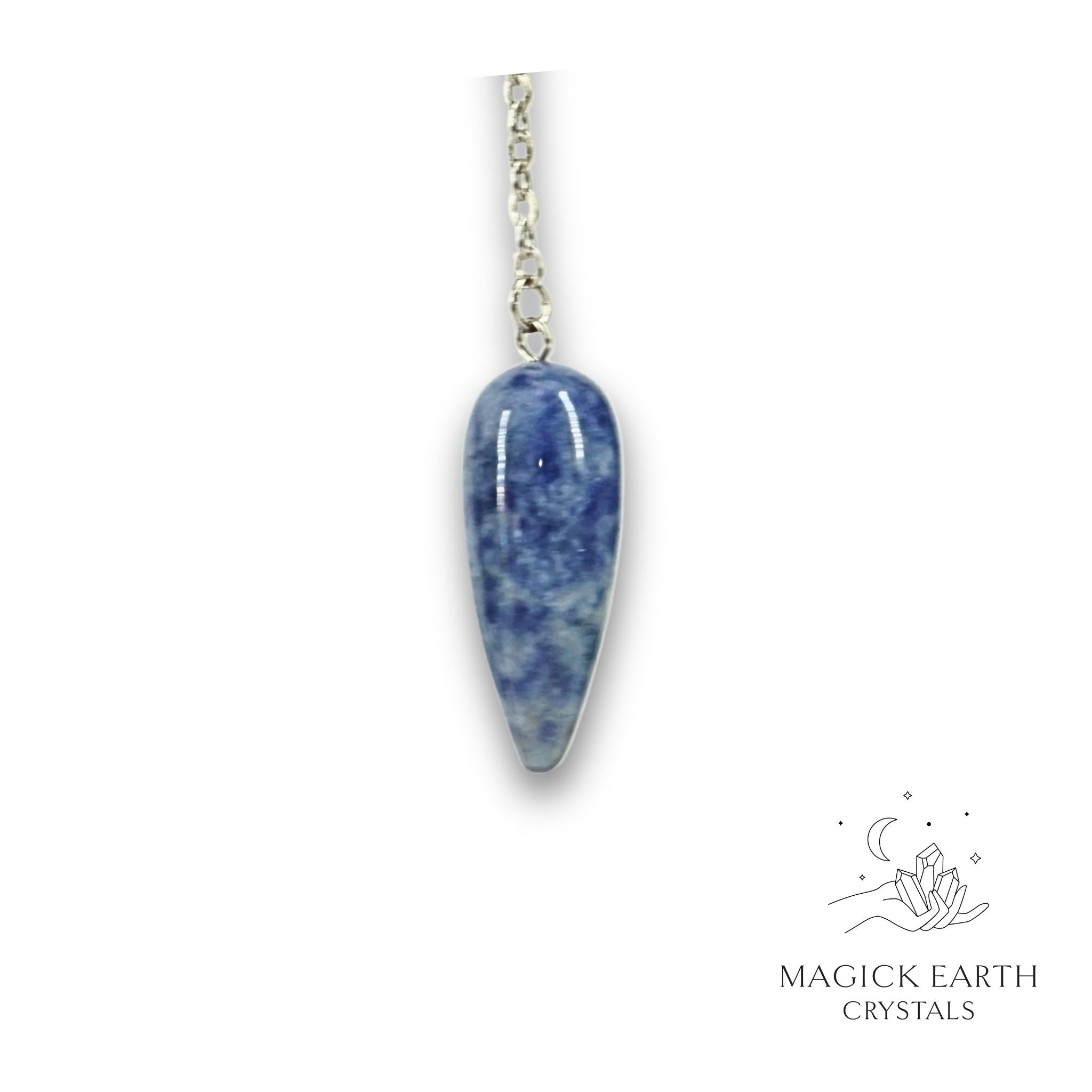 Natural Blue Spot Jasper teardrop crystal pendulum view b