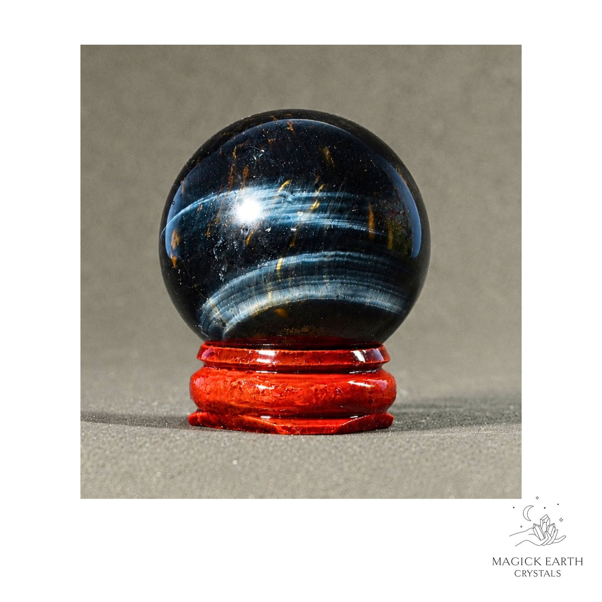 Natural Blue Tiger Eye crystal sphere 39mm view a