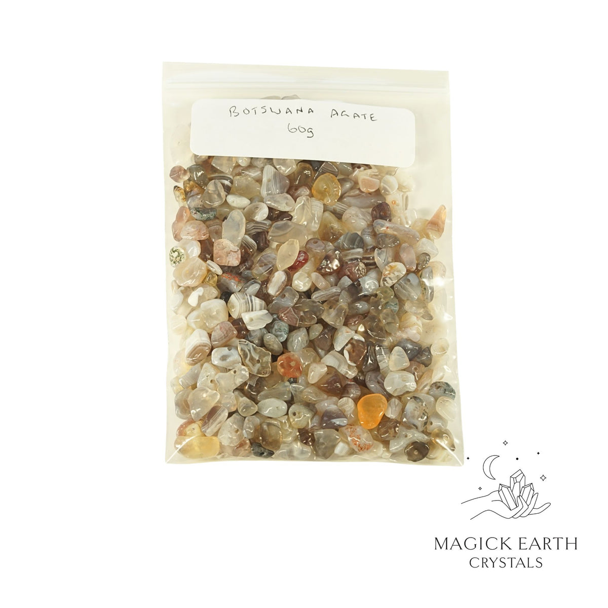 Natural Botswana Agate drilled crystal chips 60g bag view b