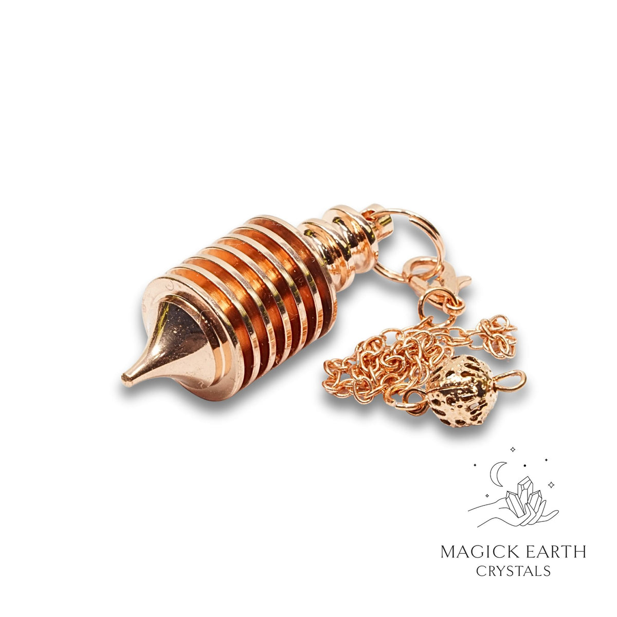 Brass multi disc cone pendulum rose gold finish view b