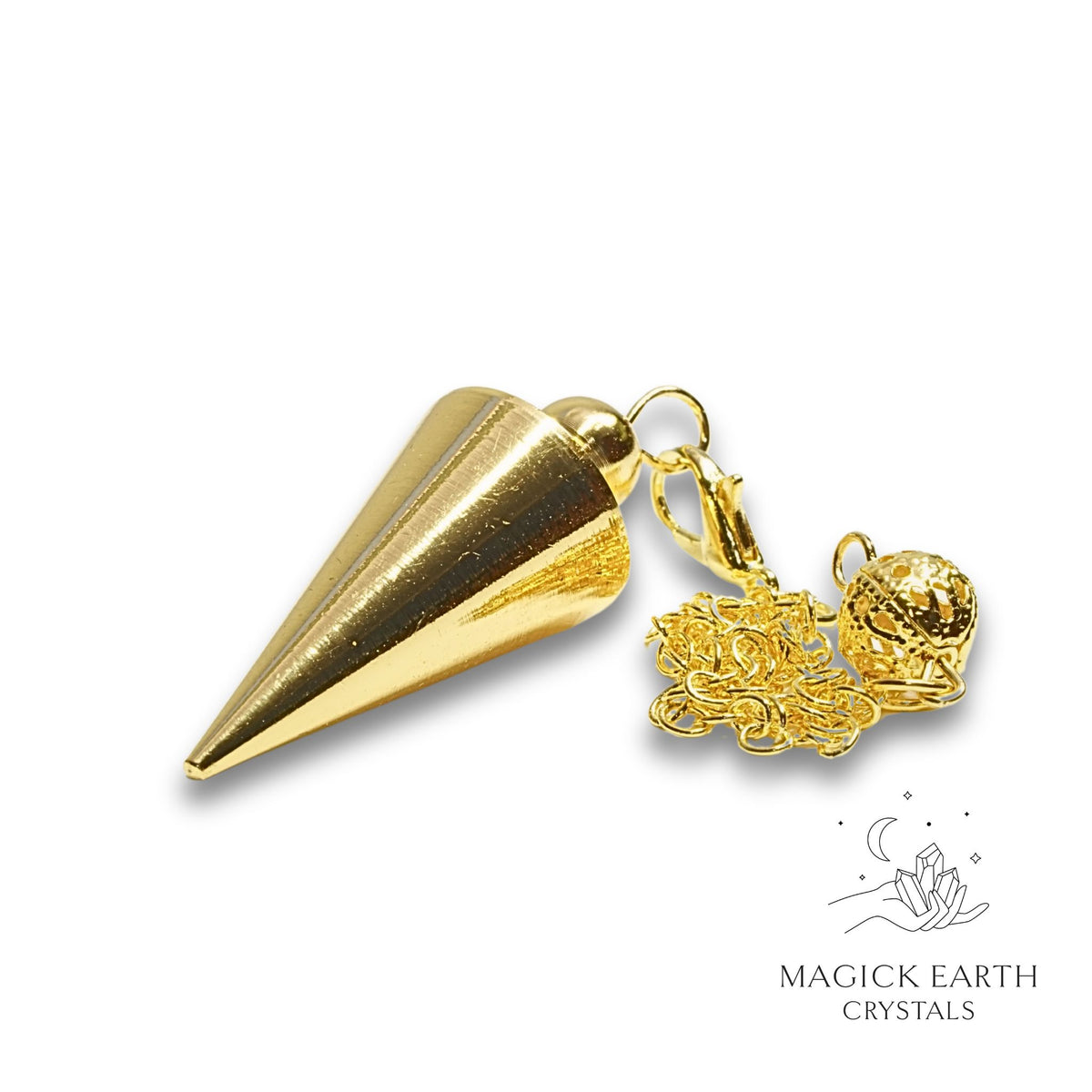 Brass smooth cone pendulum view a