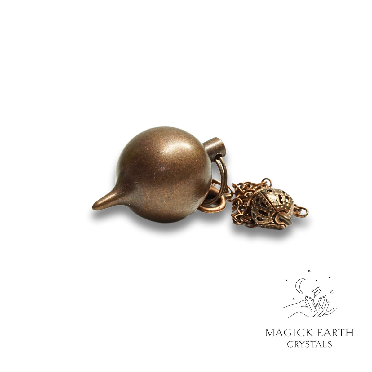 Brass Sphere Shaped Pendulum with Copper Finish Laying Flat