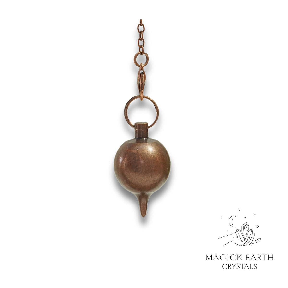 Brass Sphere Shaped Pendulum with Copper Finish Hanging Vertically