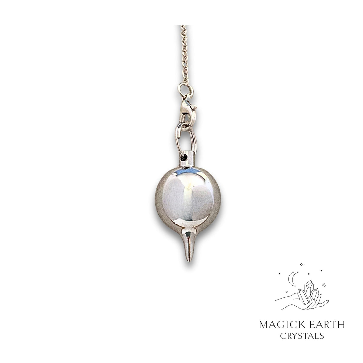 Brass Sphere Pendulum With Platinum Finish Hanging Vertical