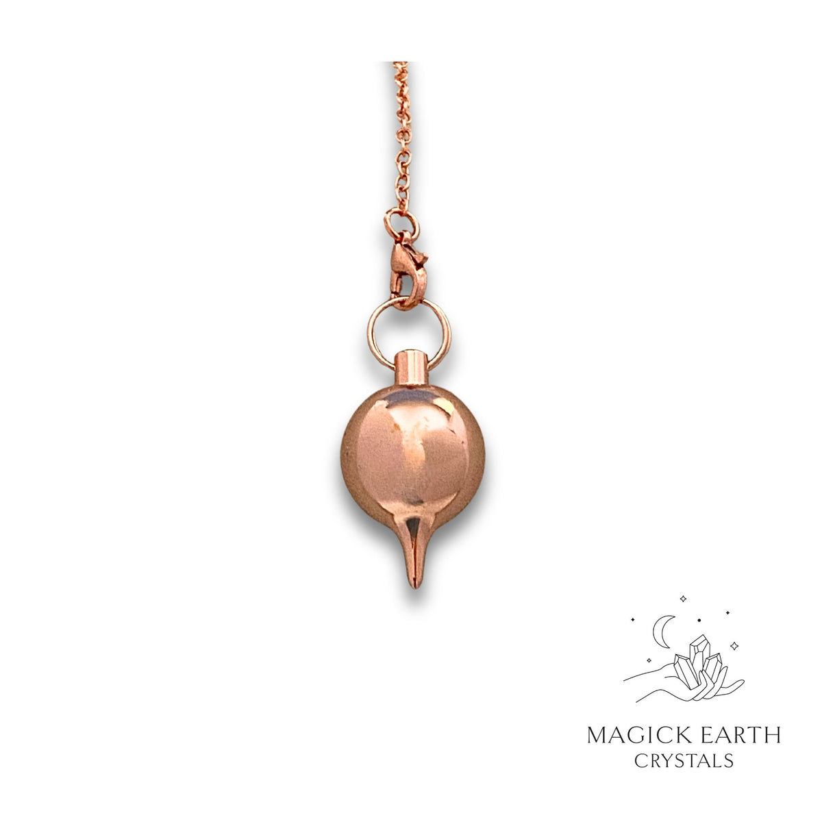 Brass Sphere Pendulum With Rose Gold Finish Hanging Vertical