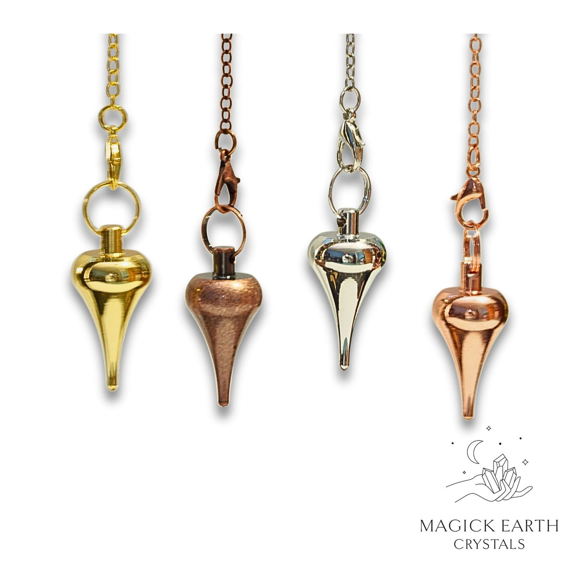 Brass Styled Teardrop Shaped Pendulums With Gold, Platinum, Rose Gold or Red Copper Finish