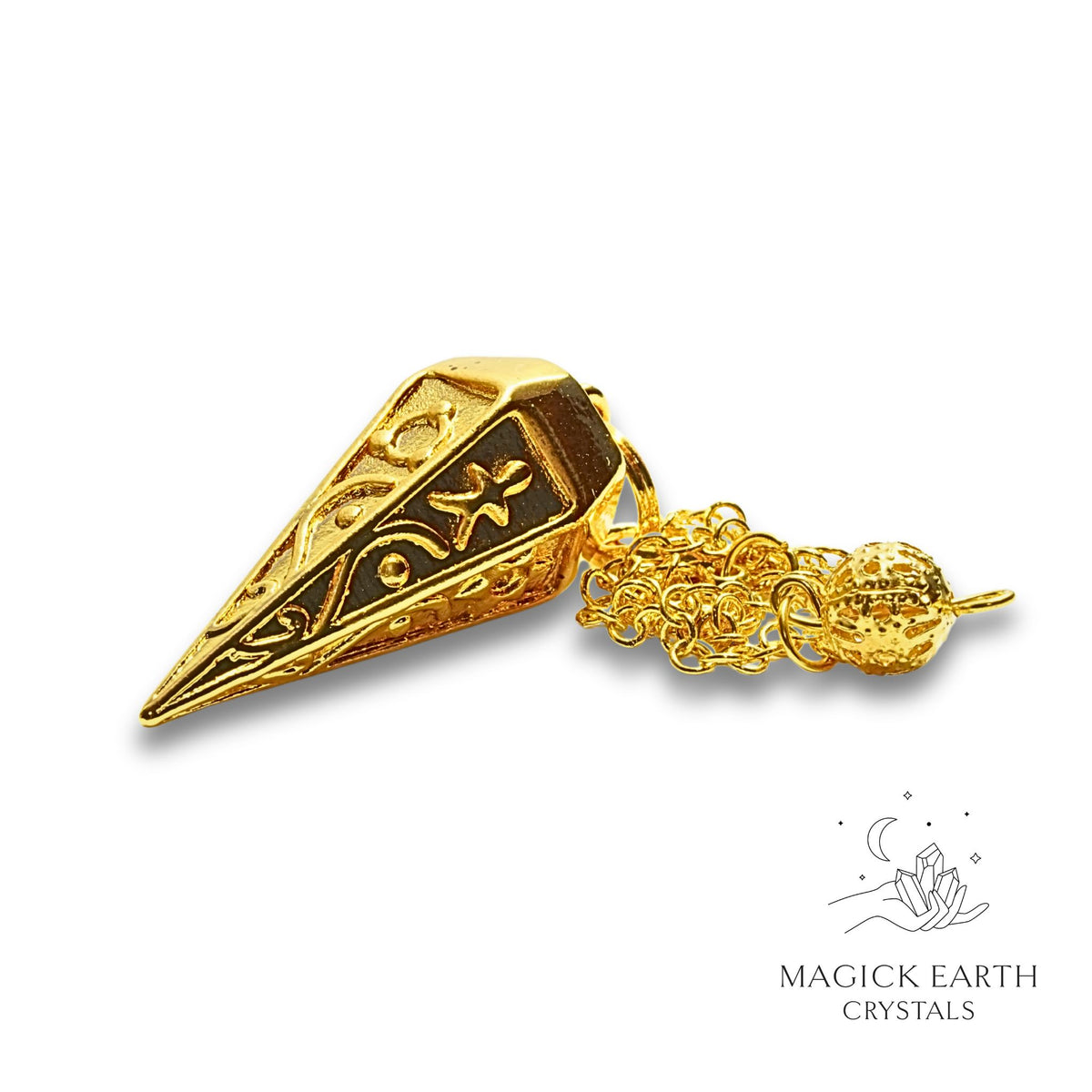 Brass Textured Cone Pendulum With Gold Finish laying Flat