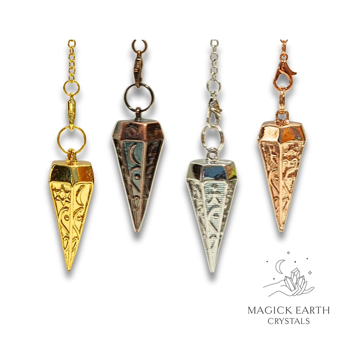 Brass Textured Cone Pendulums With Gold, Platinum, RoseGold or Copper Finish