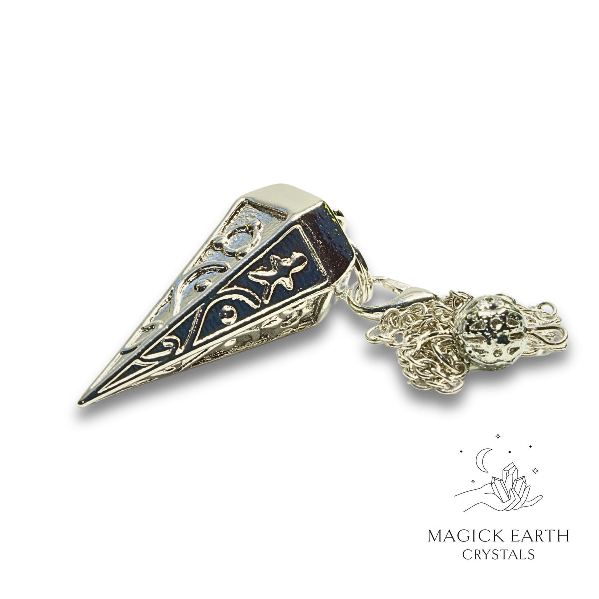 Brass textured large cone pendulum view b