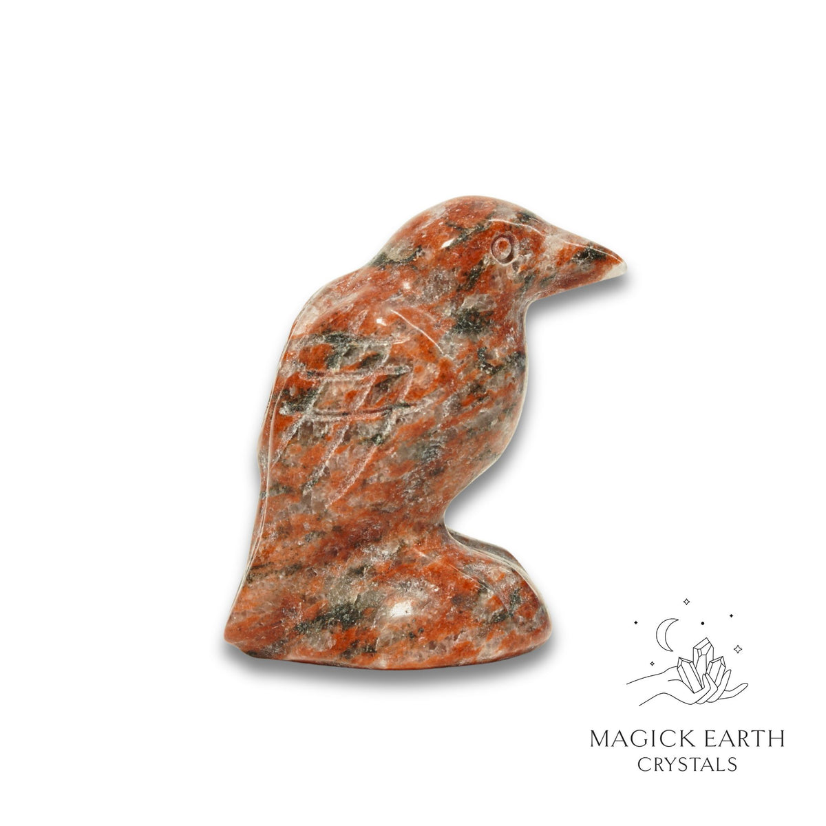 Natural Brecciated Jasper crow figurine view a