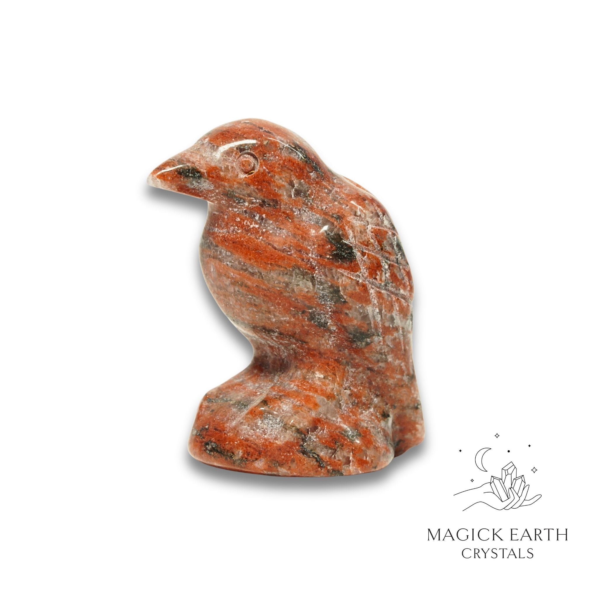 Natural Brecciated Jasper crow figurine view b