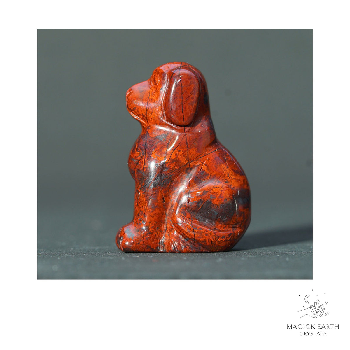 Natural Brecciated Jasper crystal dog figurine 40mm view b