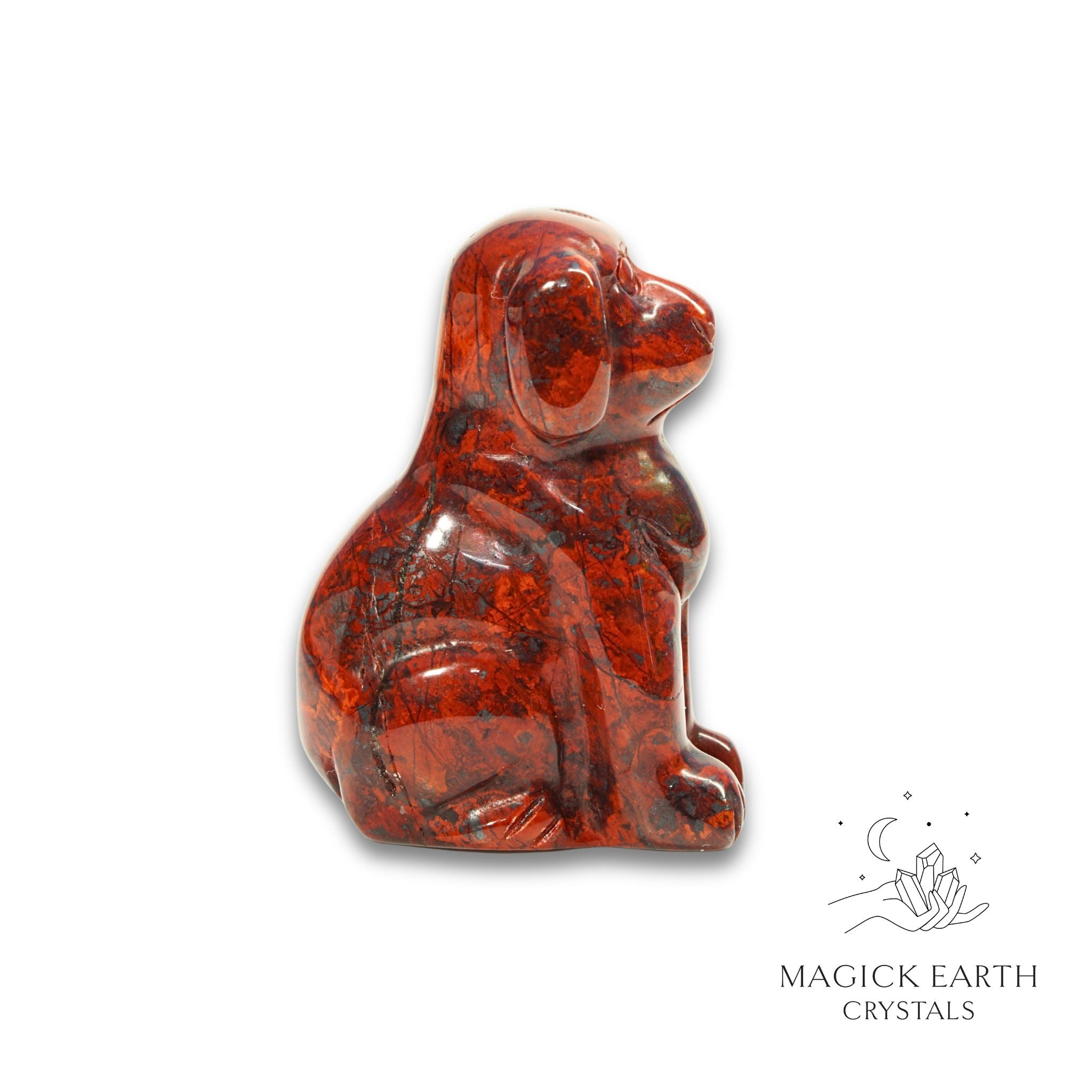 Natural Brecciated Jasper crystal dog figurine view a