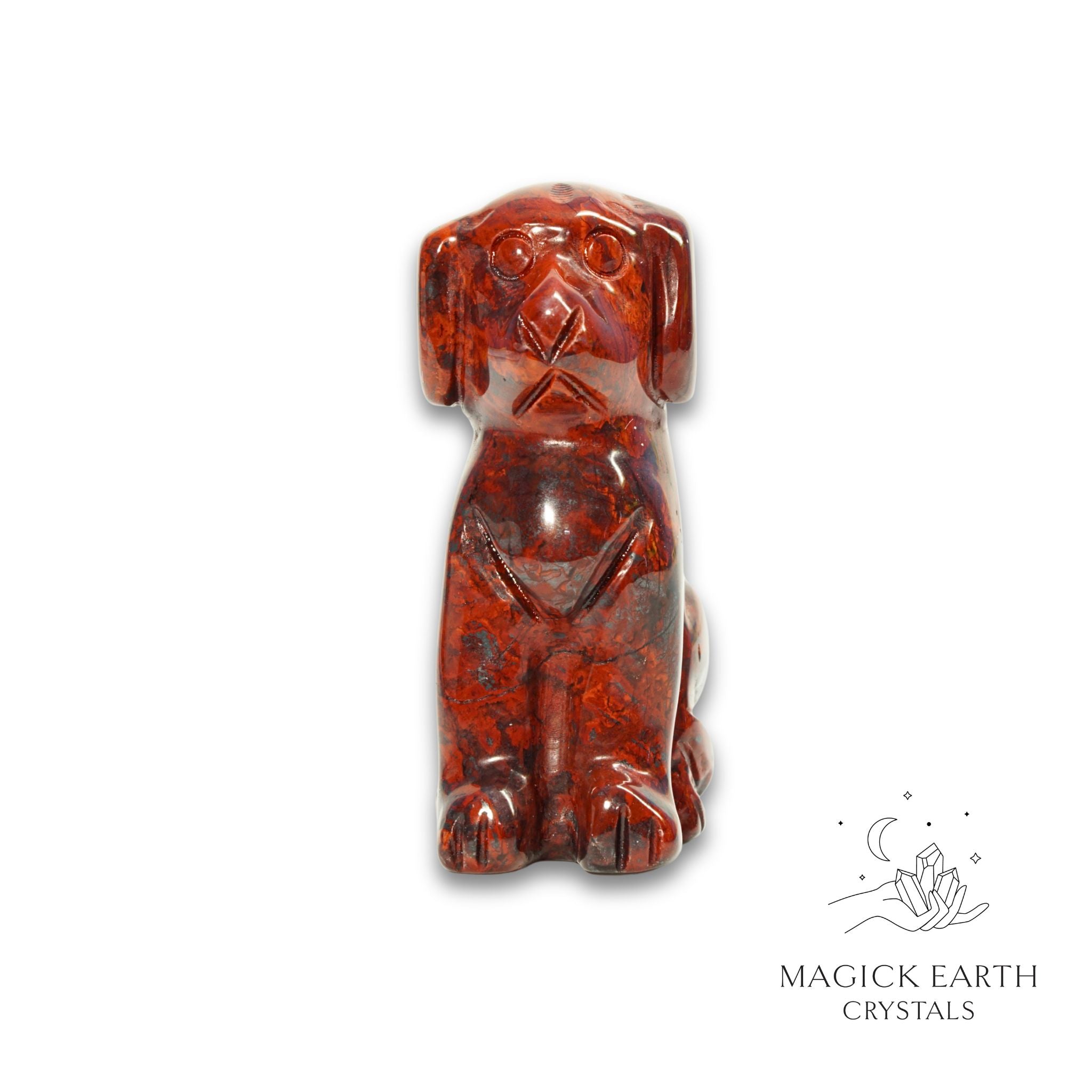Natural Brecciated Jasper crystal dog figurine view c