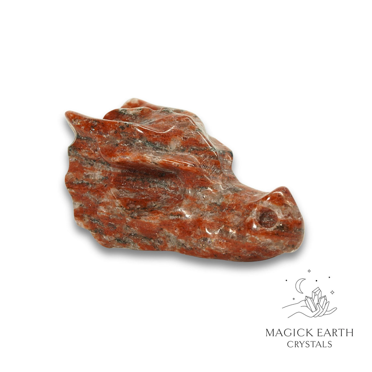 Natural Brecciated Jasper crystal dragon skull view a