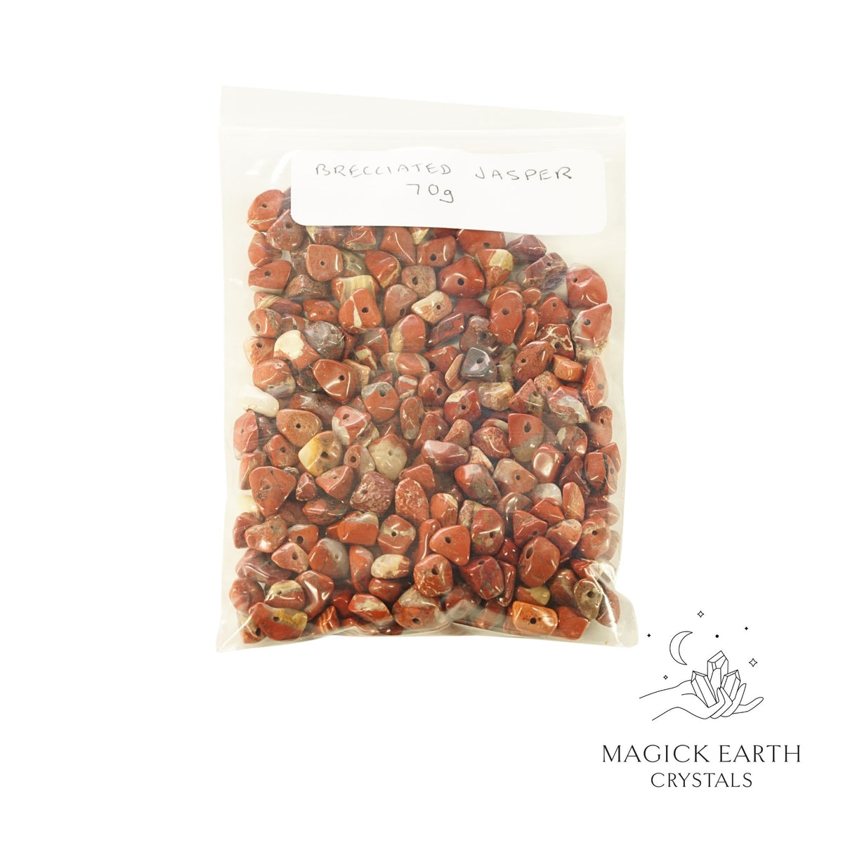 Natural Brecciated Jasper drilled crystal chips 70g bag

