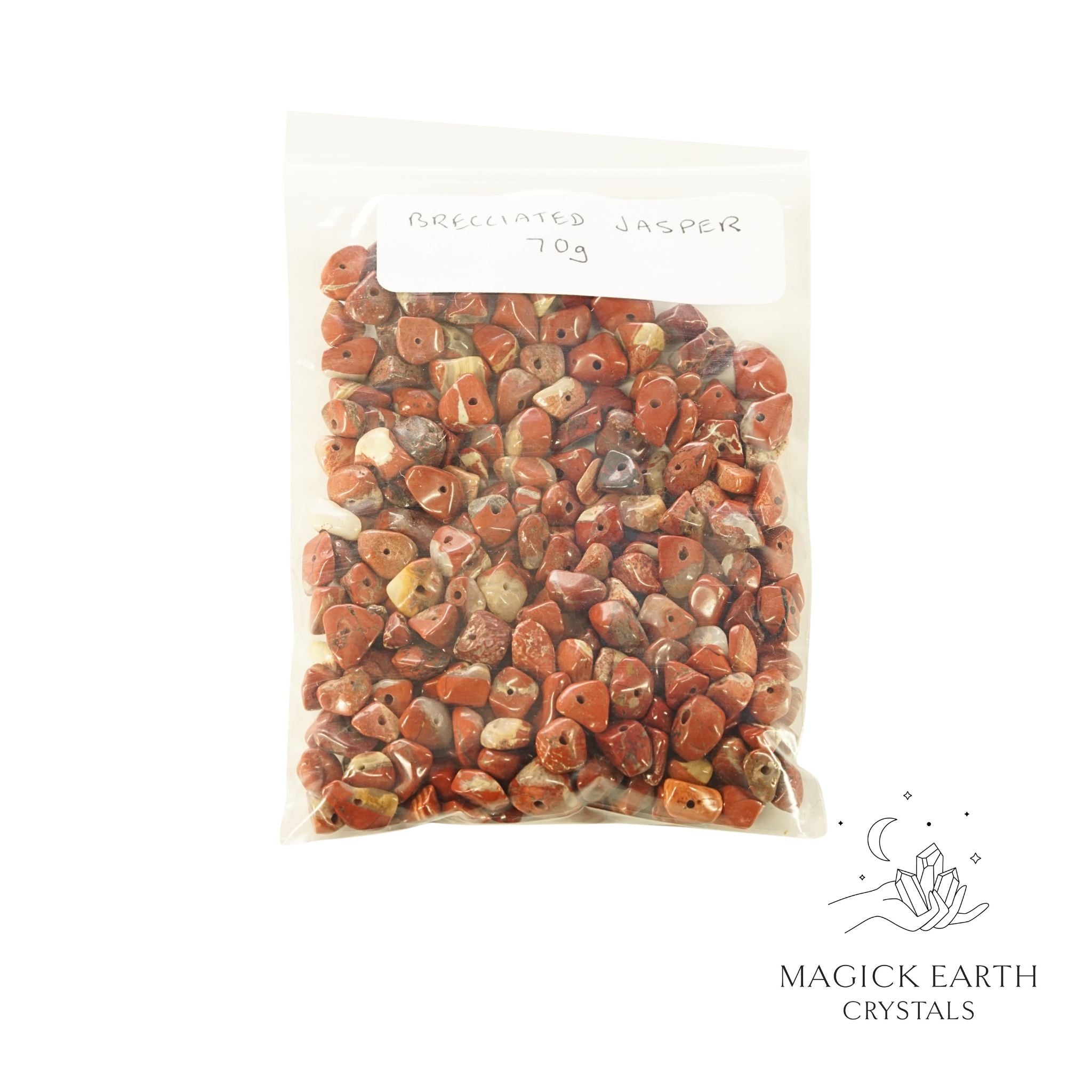 Natural Brecciated Jasper drilled crystal chips 70g bag
