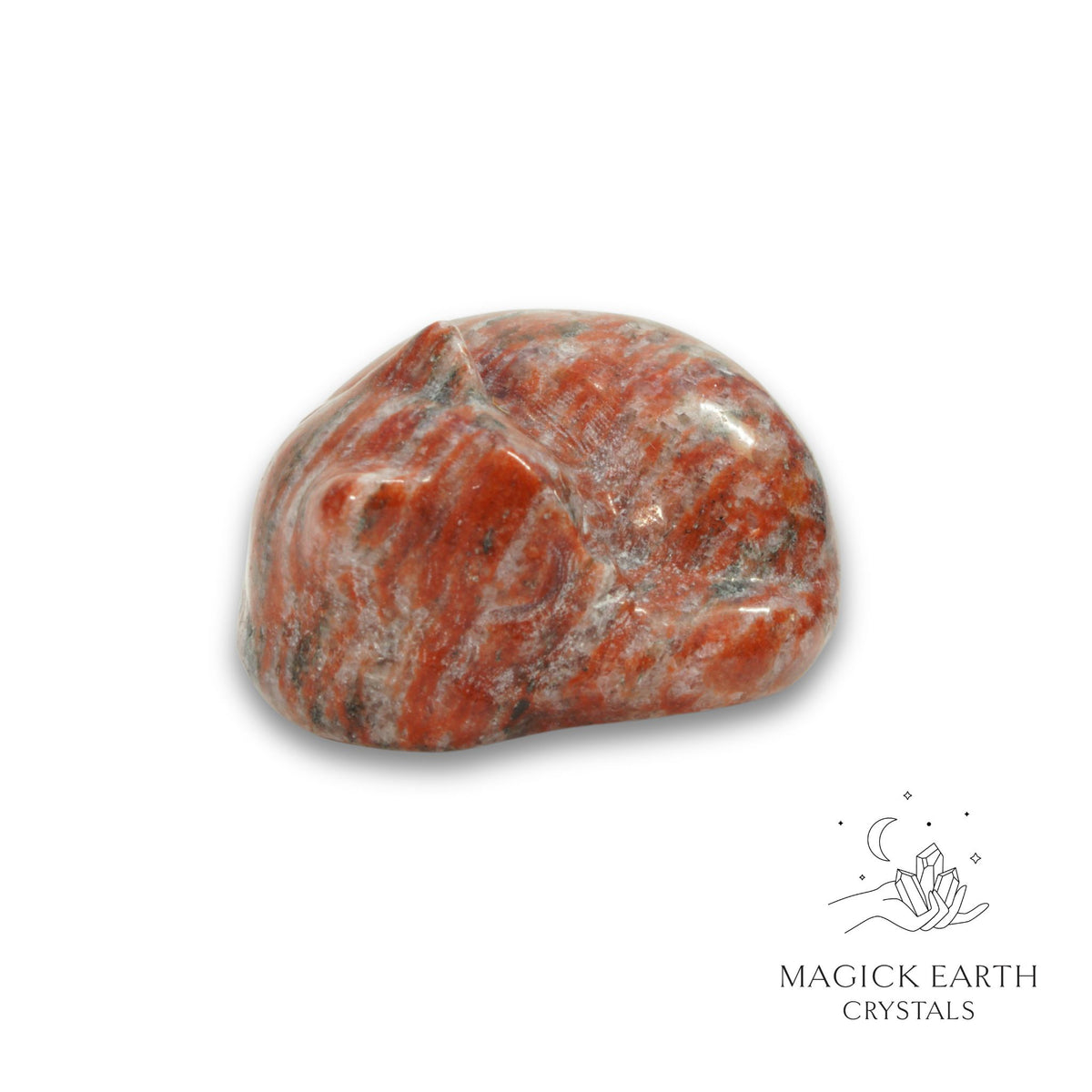Natural Brecciated Jasper sleeping cat figurine view b