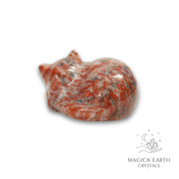 Natural Brecciated Jasper sleeping cat figurine view c
