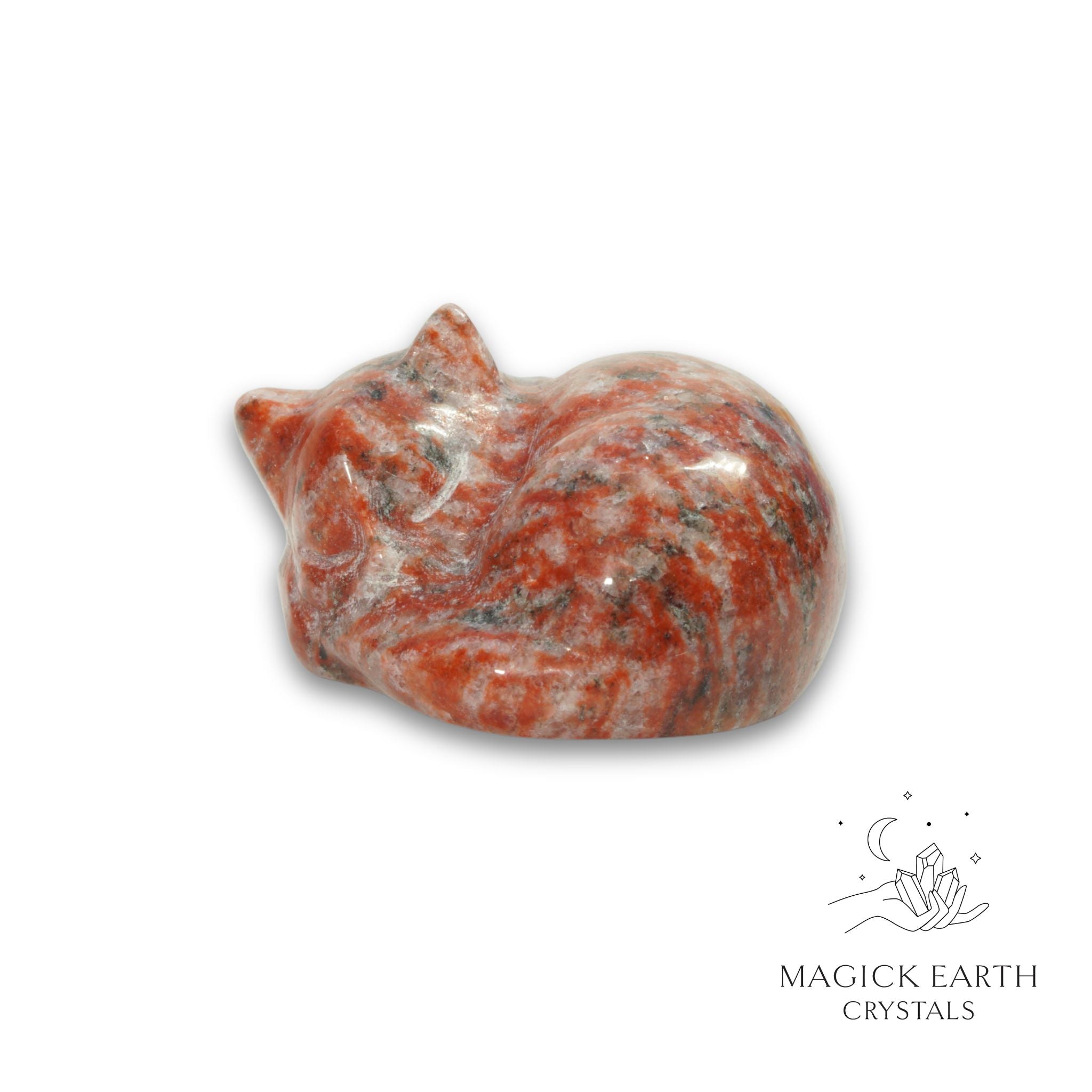 Natural Brecciated Jasper sleeping cat figurine view c