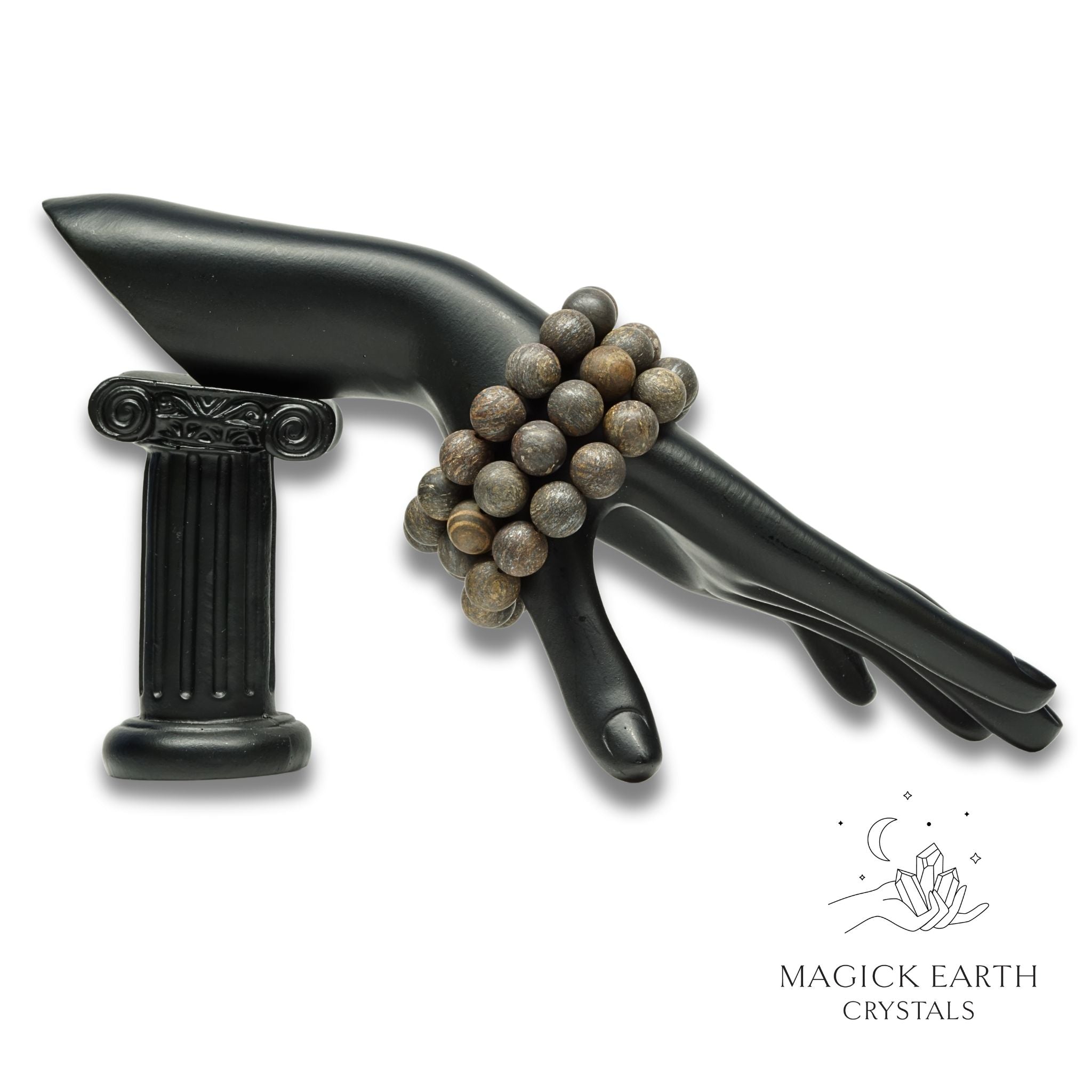 Natural Bronzite 12mm matte bead crystal bracelets view a