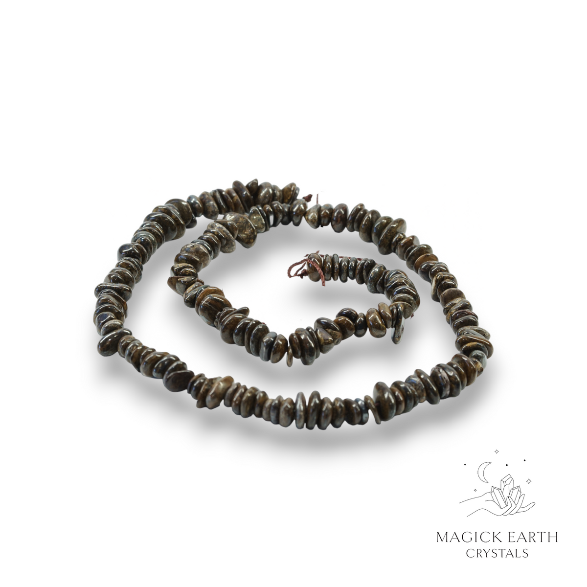 Natural Bronzite drilled crystal chip strand