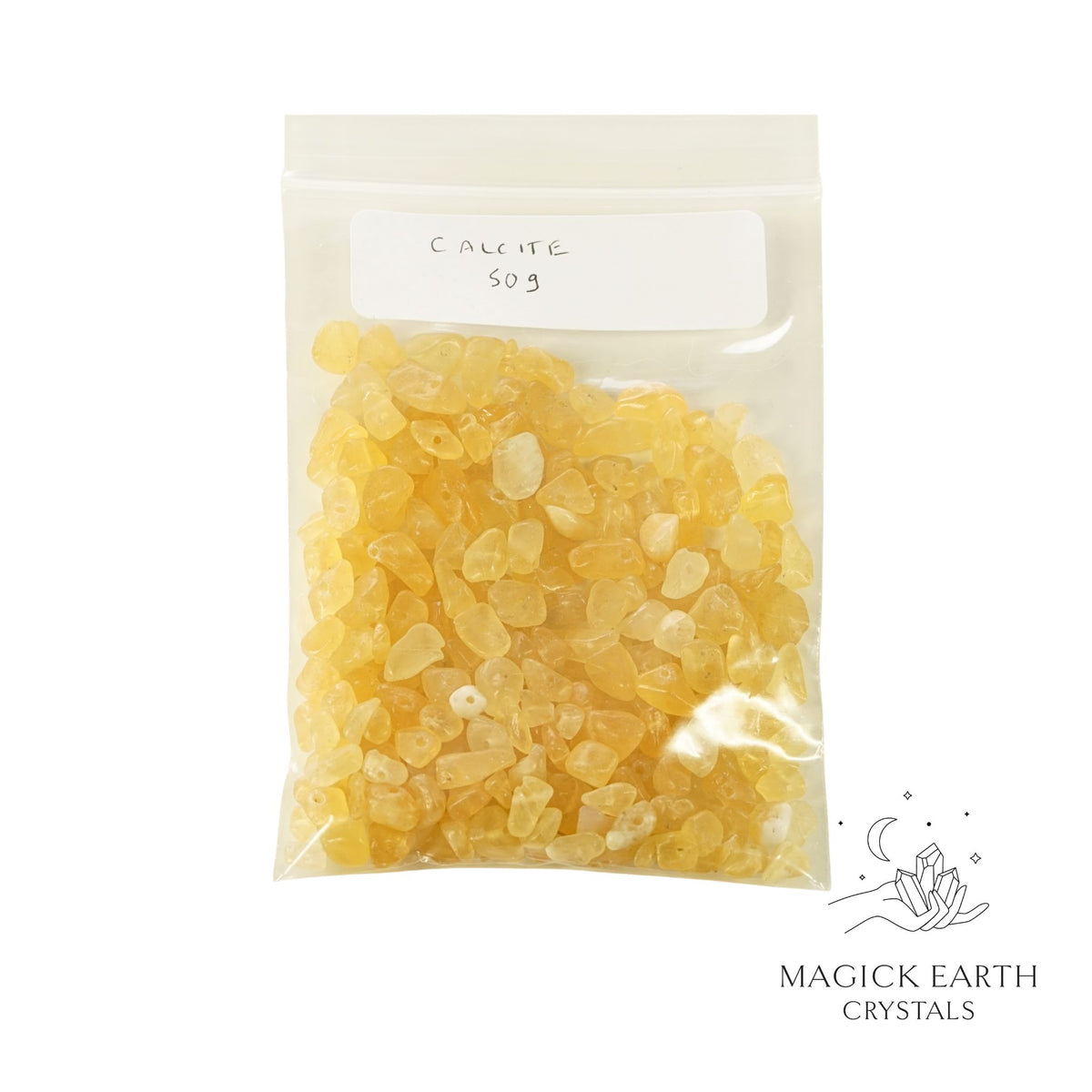 Natural Calcite drilled crystal chips 50g bag view b