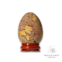 Calligraphy Jasper Crystal Egg With Stand Vertical View B for Steady Transformation