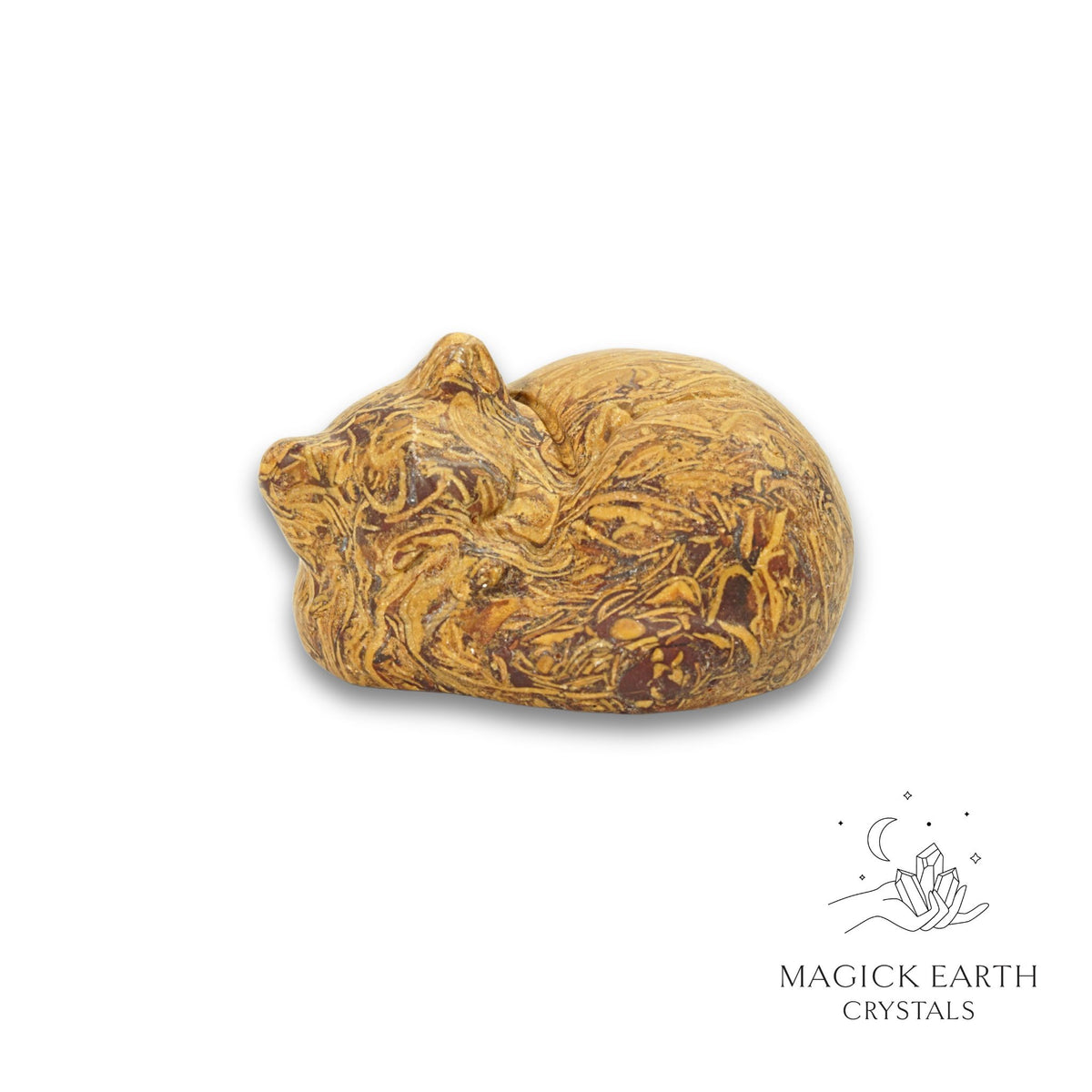 Natural Calligraphy Jasper sleeping cat figurine view a