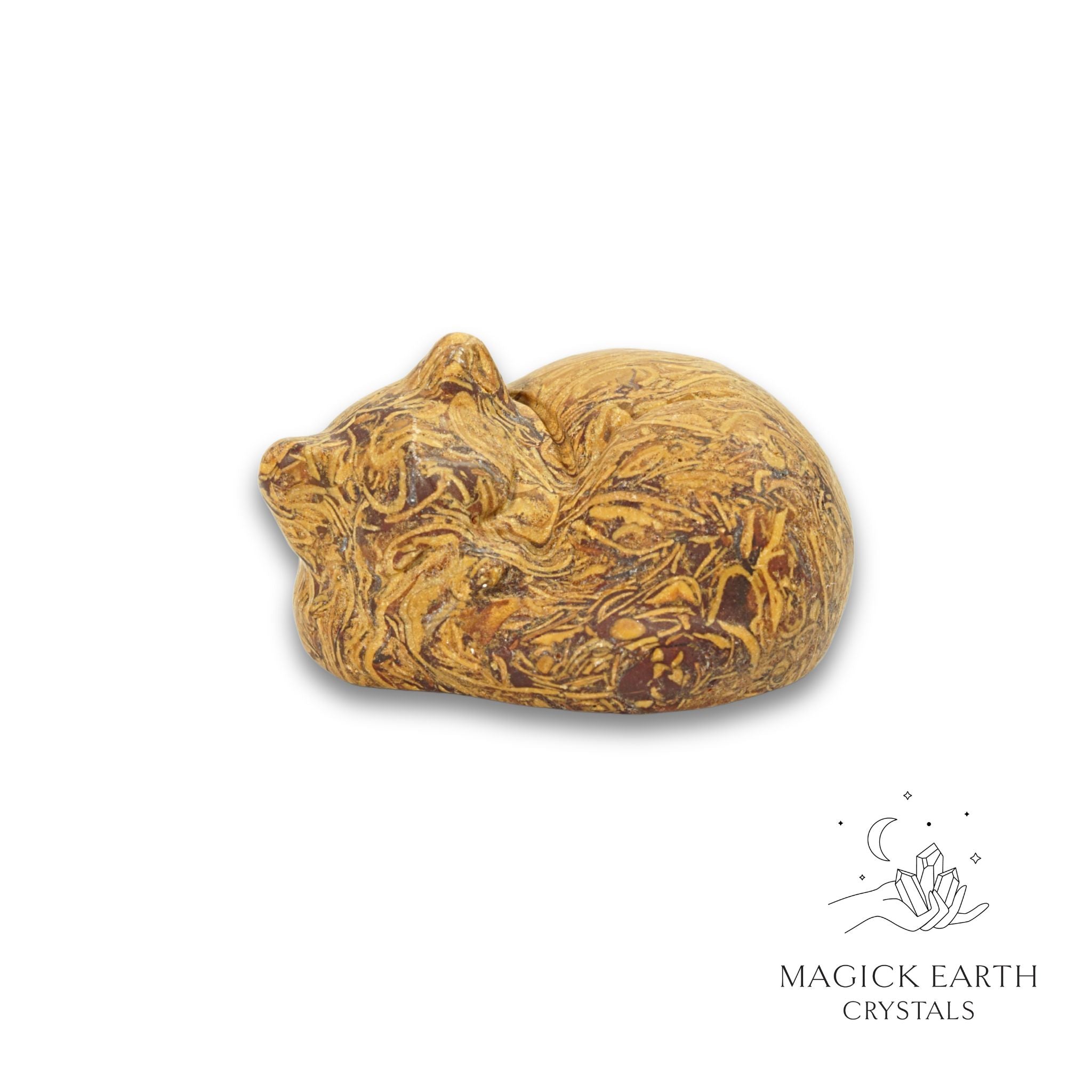 Natural Calligraphy Jasper sleeping cat figurine view a