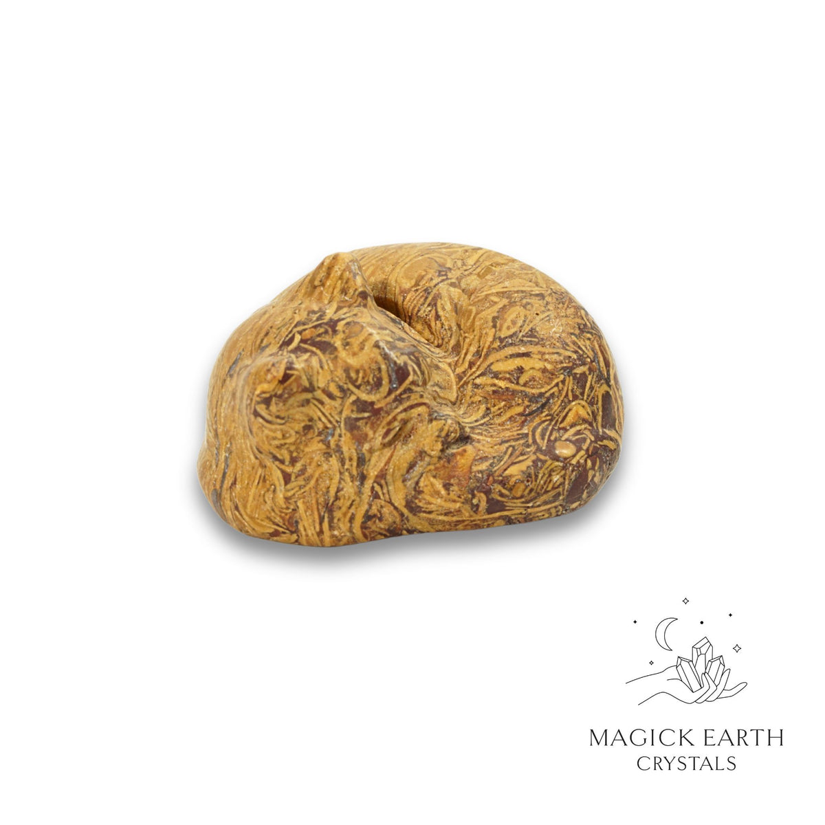 Natural Calligraphy Jasper sleeping cat figurine view b