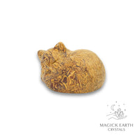 Natural Calligraphy Jasper sleeping cat figurine view c