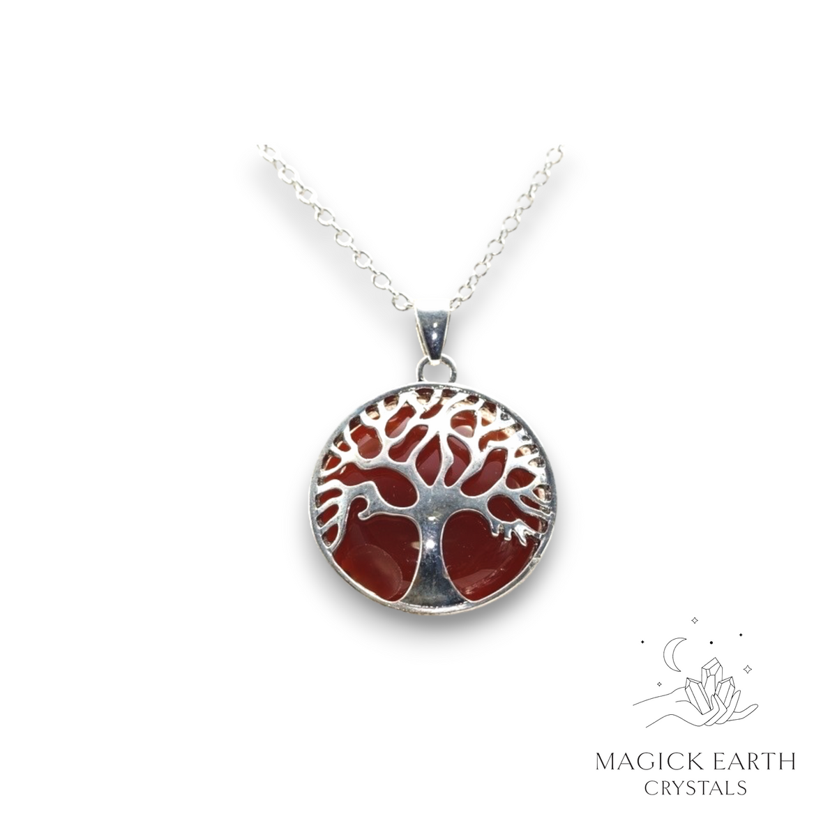 Natural Carnelian tree of life pendant view a