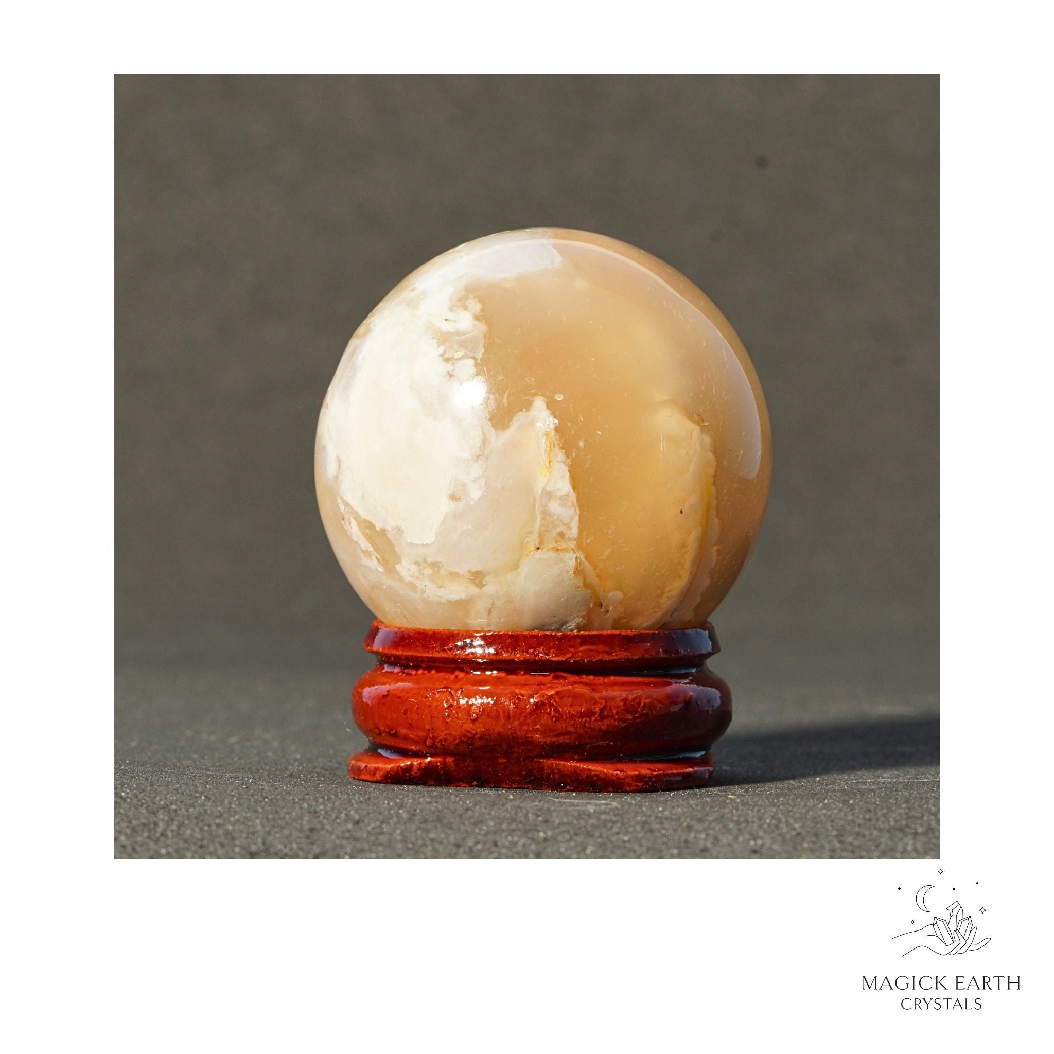 Natural Cherry Blossom Agate crystal sphere 35mm view a