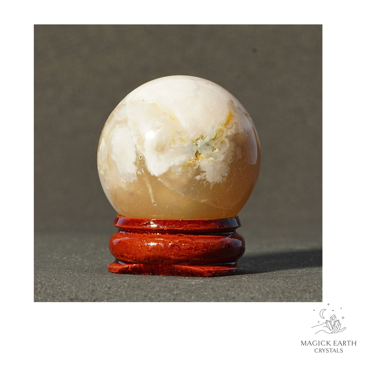 Natural Cherry Blossom Agate crystal sphere 35mm view b