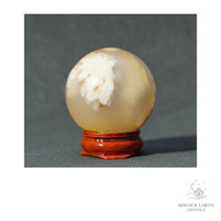 Natural Cherry Blossom Agate Crystal Sphere 41mm View A