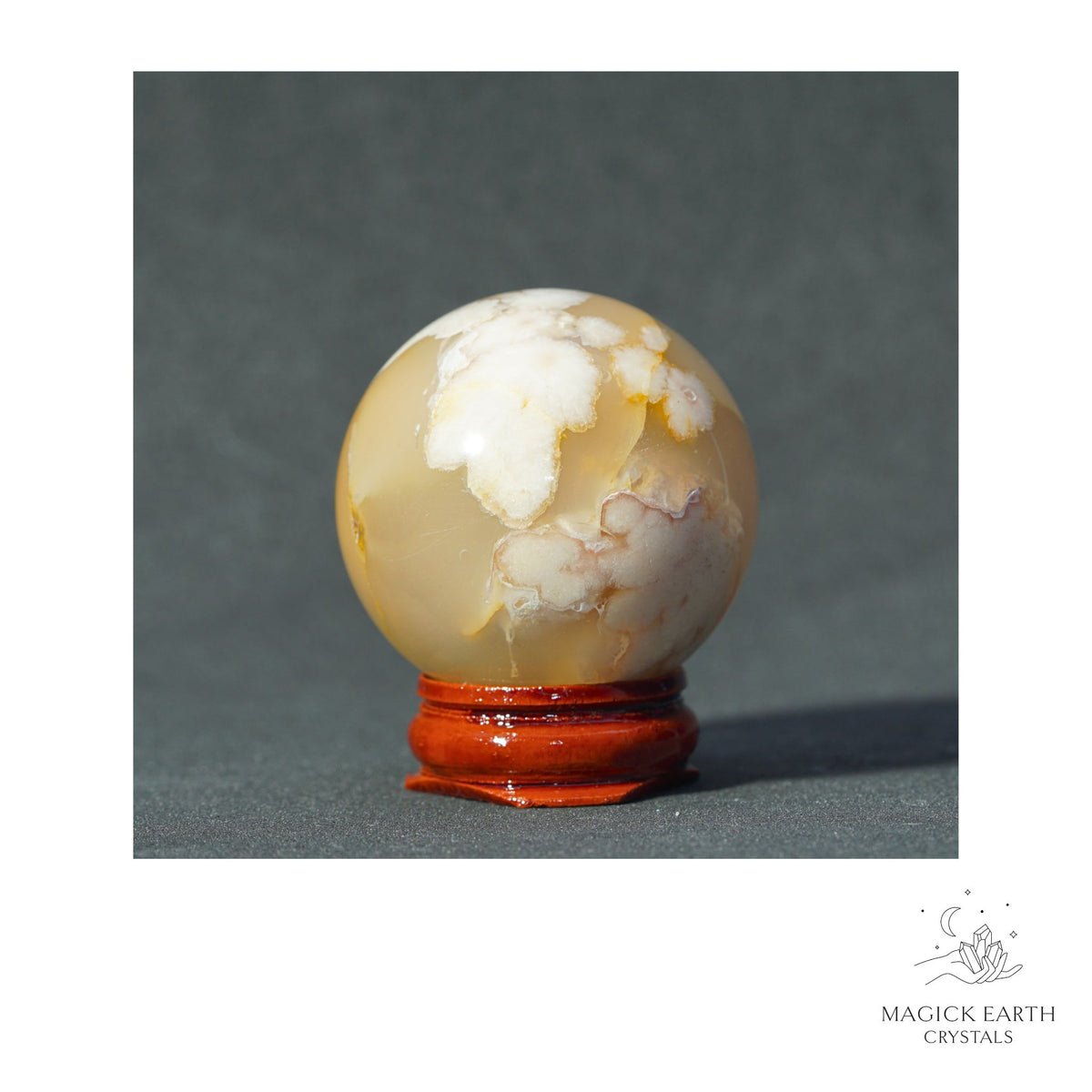 Natural Cherry Blossom Agate Crystal Sphere 41mm View B