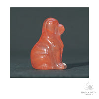 Cherry Quartz (glass) crystal dog figurine 40mm view a