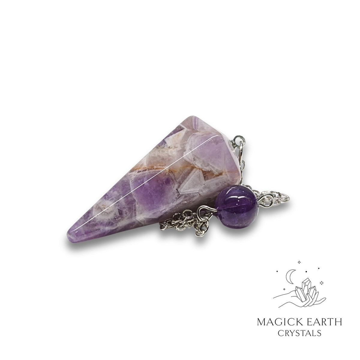 Chevron Amethyst Large Cone Pendulum For Sacred Stillness