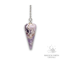 Natural Chevron Amethyst crystal large cone pendulum view b