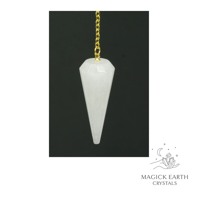 Clear Quartz 12 Facet Cone Pendulum with Gold Finish for Amplified Insight