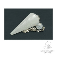 Clear Quartz 12 Facet Cone Pendulum with Platinum Finish for Amplified Insight