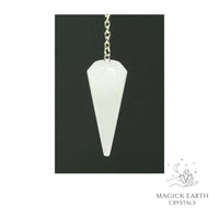 Clear Quartz 12 Facet Cone Pendulum with Platinum Finish for Amplified Insight